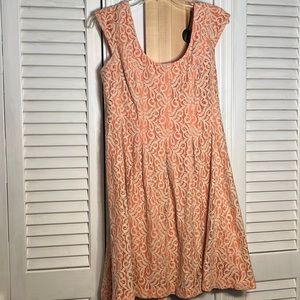 Peach and Ivory Lace Cocktail Dress